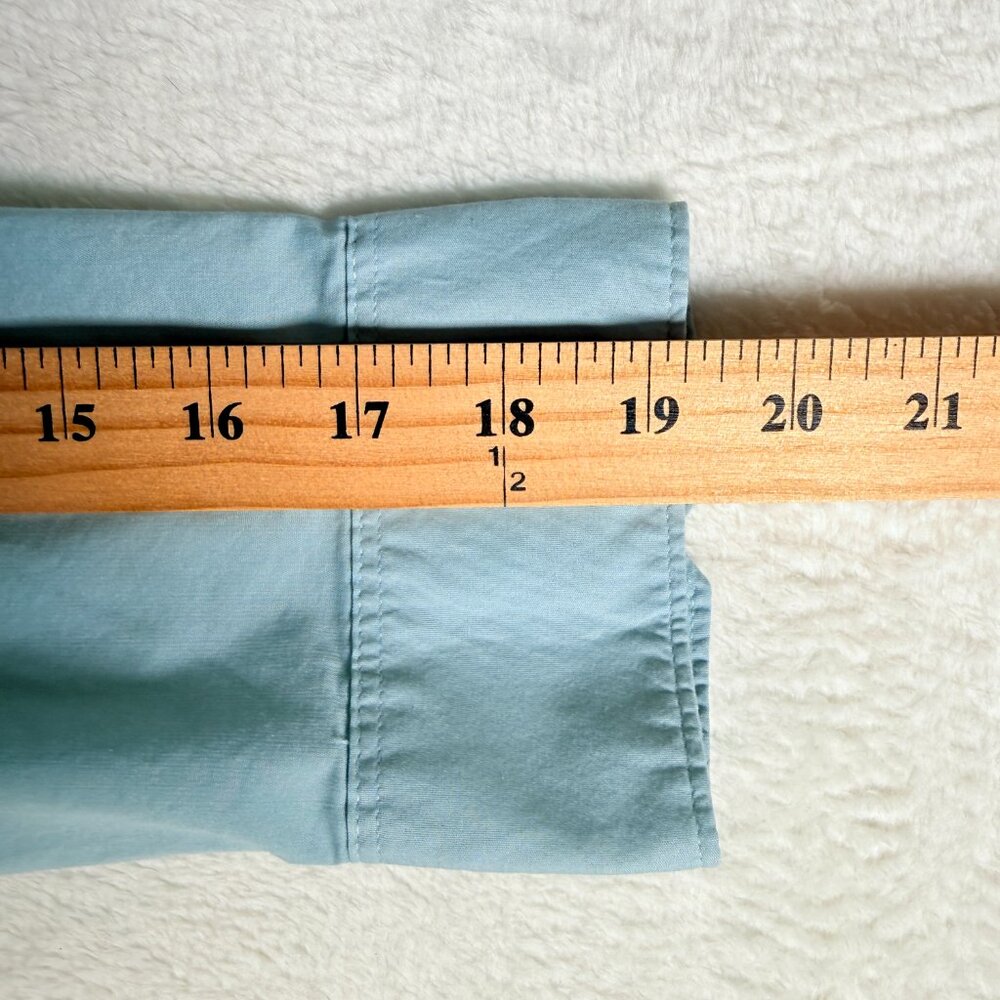 New York & Company Stretch Blue Solid Long Sleeve Button-Up Women's Medium - Picture 6 of 6